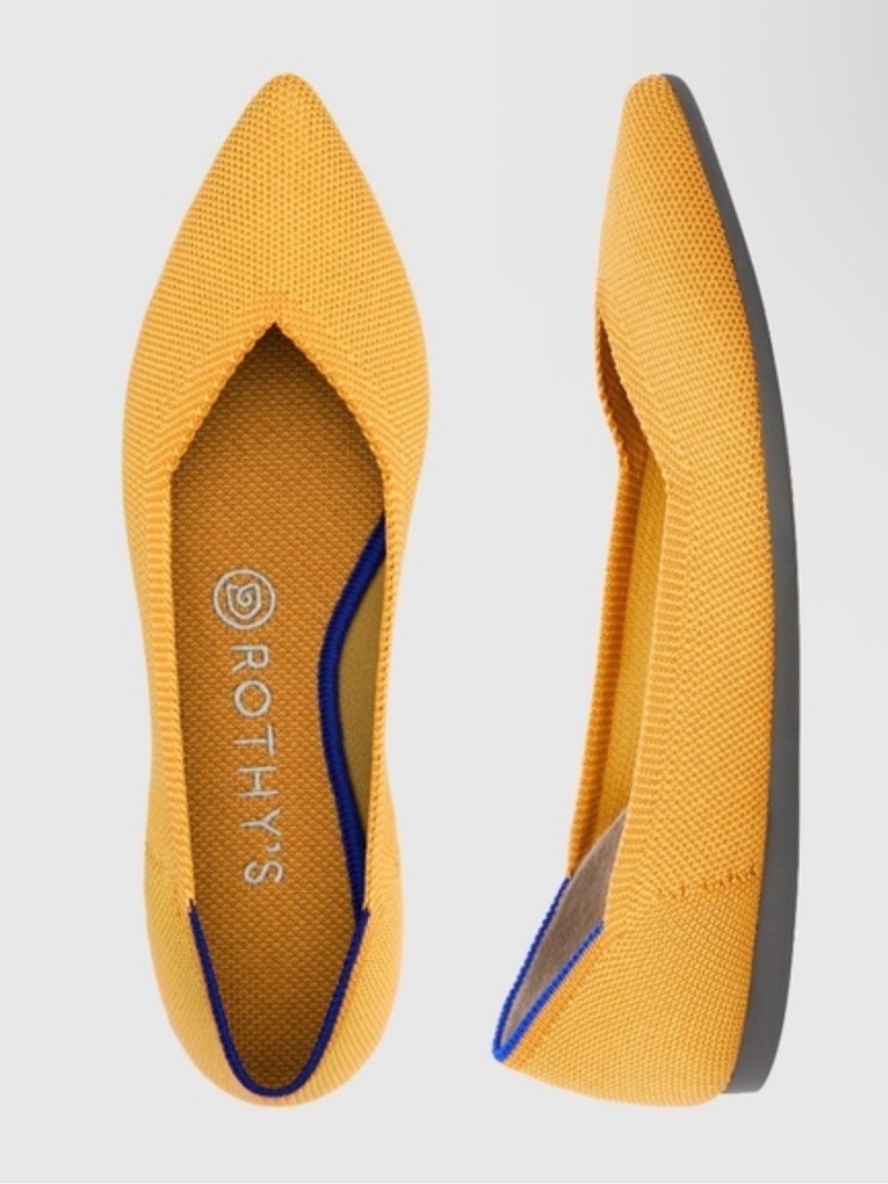 Rothy's The Point Merigold Pointed toe Flats Yellow Knit Fall Rare Size 8